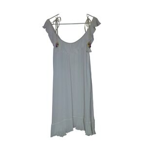 Robin Piccone White Sheer Swim & Beach Cover Up | Boho Beaded Tassel Tie